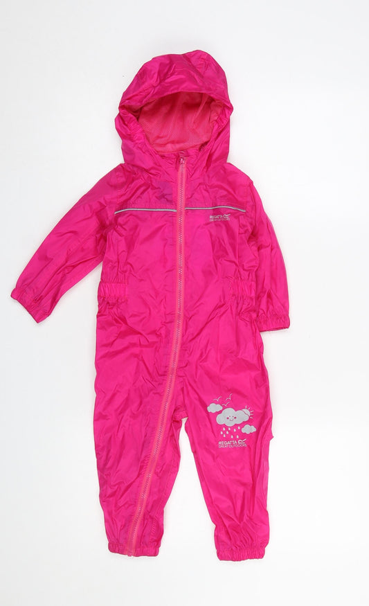 Regatta Pink Unisex Baby 12-18 Months Waterproof Hooded Rain Snowsuit