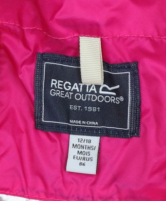 Regatta Pink Unisex Baby 12-18 Months Waterproof Hooded Rain Snowsuit