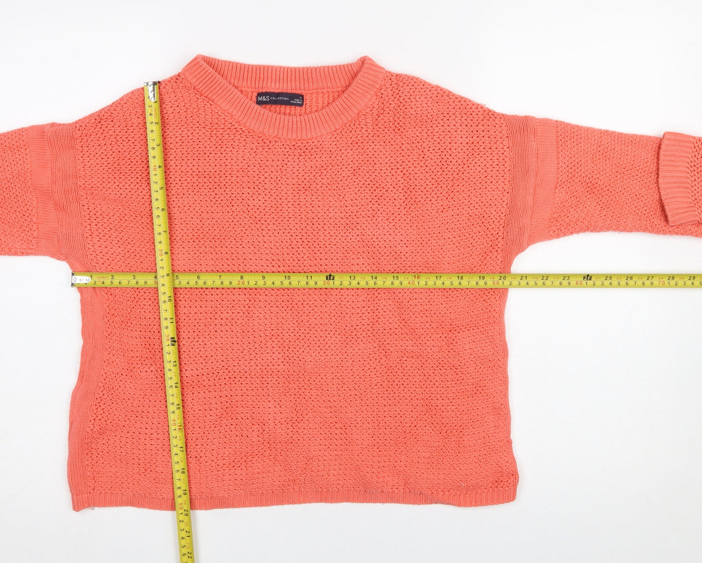 Marks and Spencer Womens Orange Cotton Knit Jumper Size M