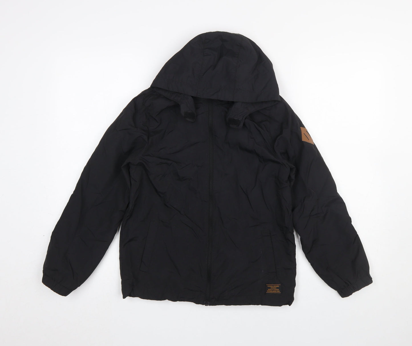 H&M Boys Black Hooded Puffer Jacket 9-10 Years Polyamide Lightweight