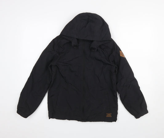 H&M Boys Black Hooded Puffer Jacket 9-10 Years Polyamide Lightweight