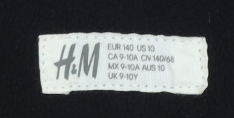 H&M Boys Black Hooded Puffer Jacket 9-10 Years Polyamide Lightweight