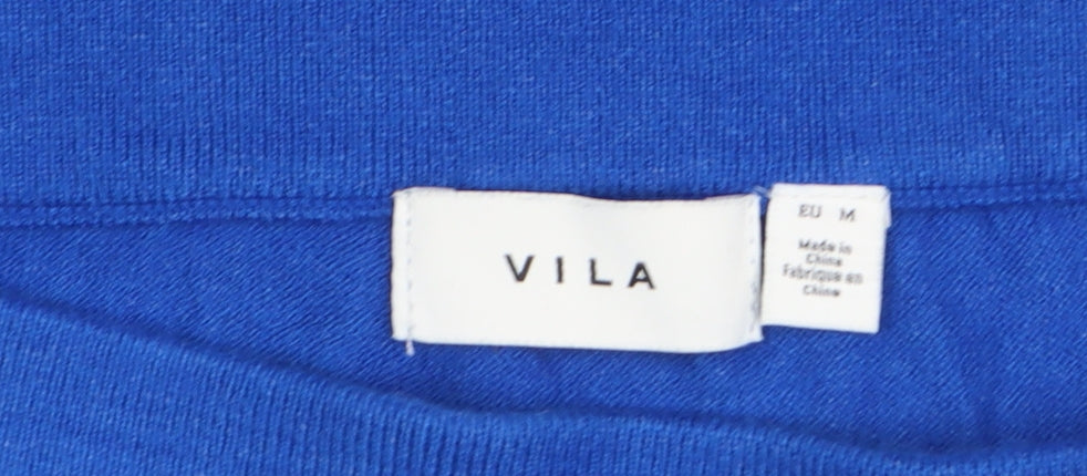 Vila Womens Blue Jersey Pencil Skirt Size M Knee Length Stretch