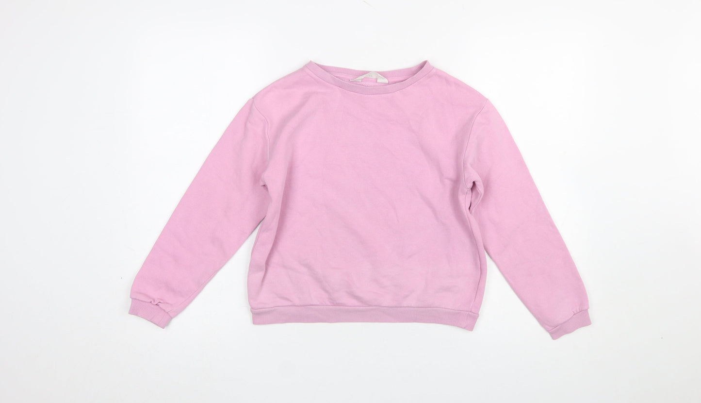 H&M Girls Pink Cotton Blend Crew Neck Pullover Sweatshirt 9-10 Years
