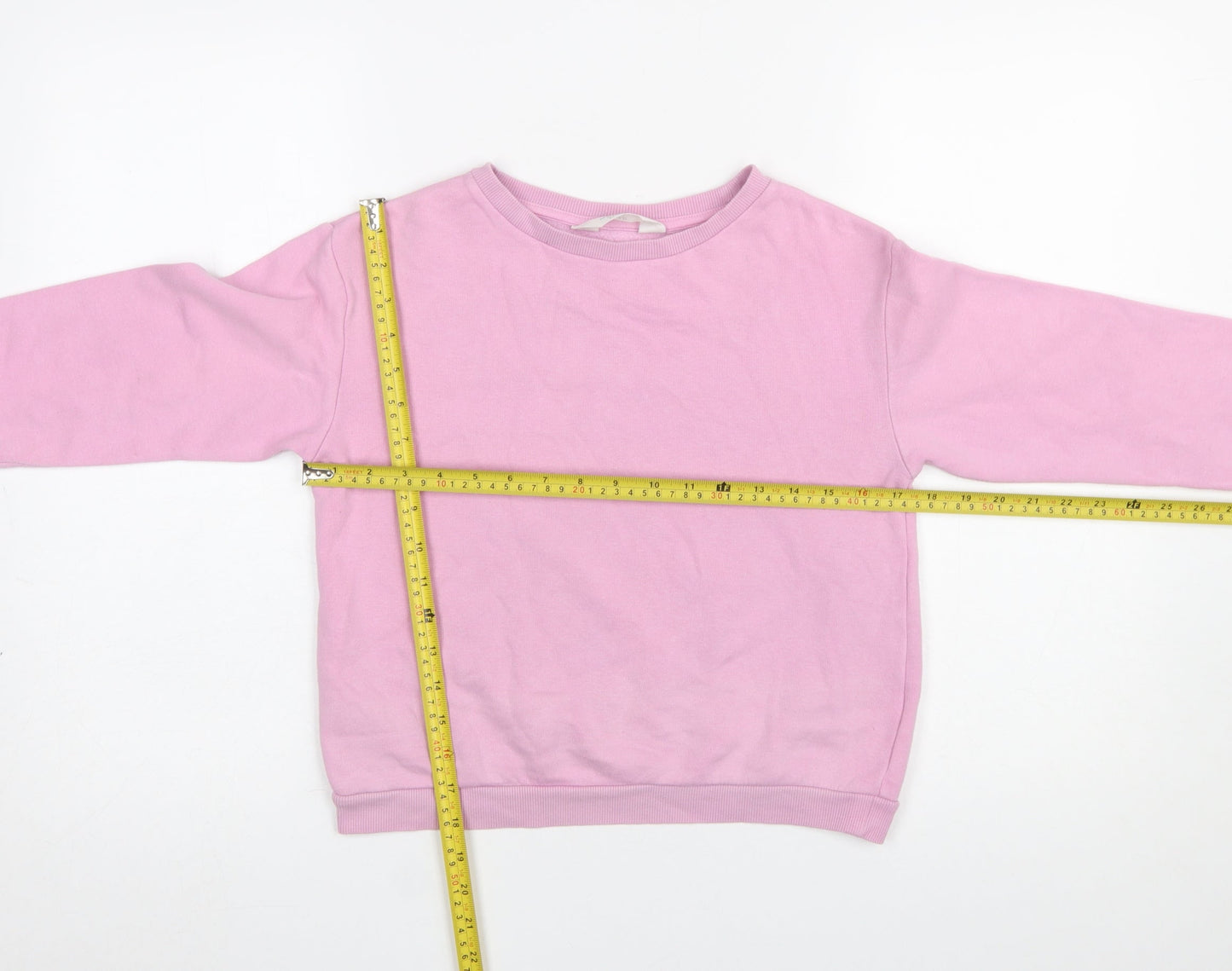 H&M Girls Pink Cotton Blend Crew Neck Pullover Sweatshirt 9-10 Years