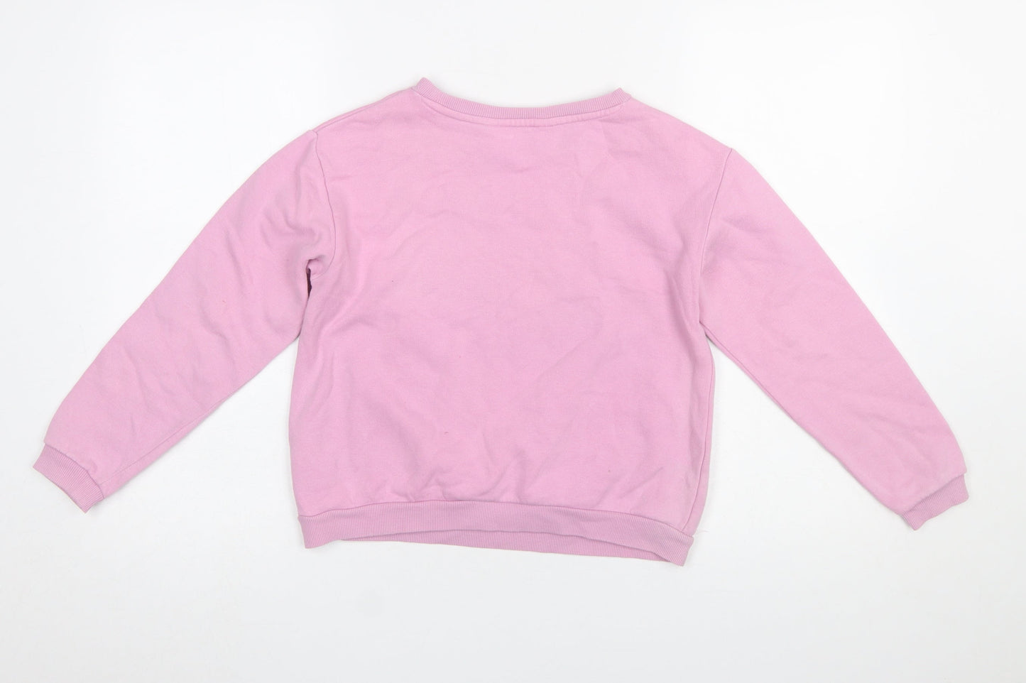H&M Girls Pink Cotton Blend Crew Neck Pullover Sweatshirt 9-10 Years