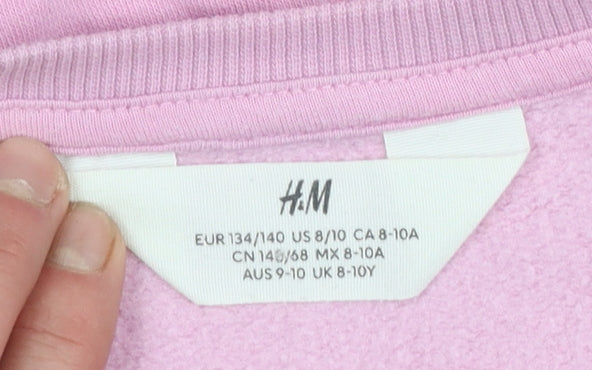 H&M Girls Pink Cotton Blend Crew Neck Pullover Sweatshirt 9-10 Years
