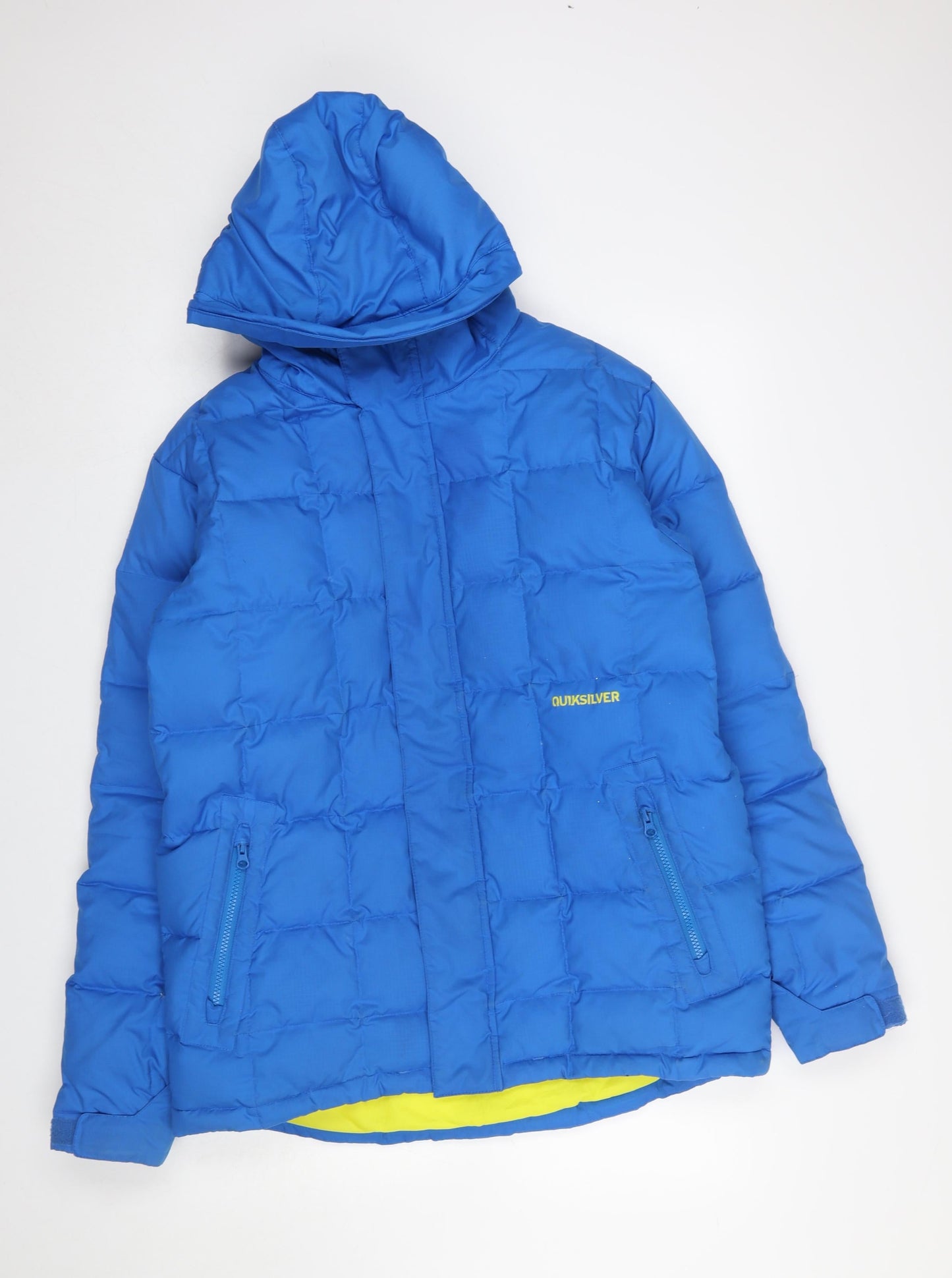 Quiksilver Men's Blue Puffer Jacket Small Hooded Water Resistant