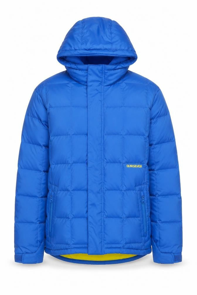 Quiksilver Men's Blue Puffer Jacket Small Hooded Water Resistant