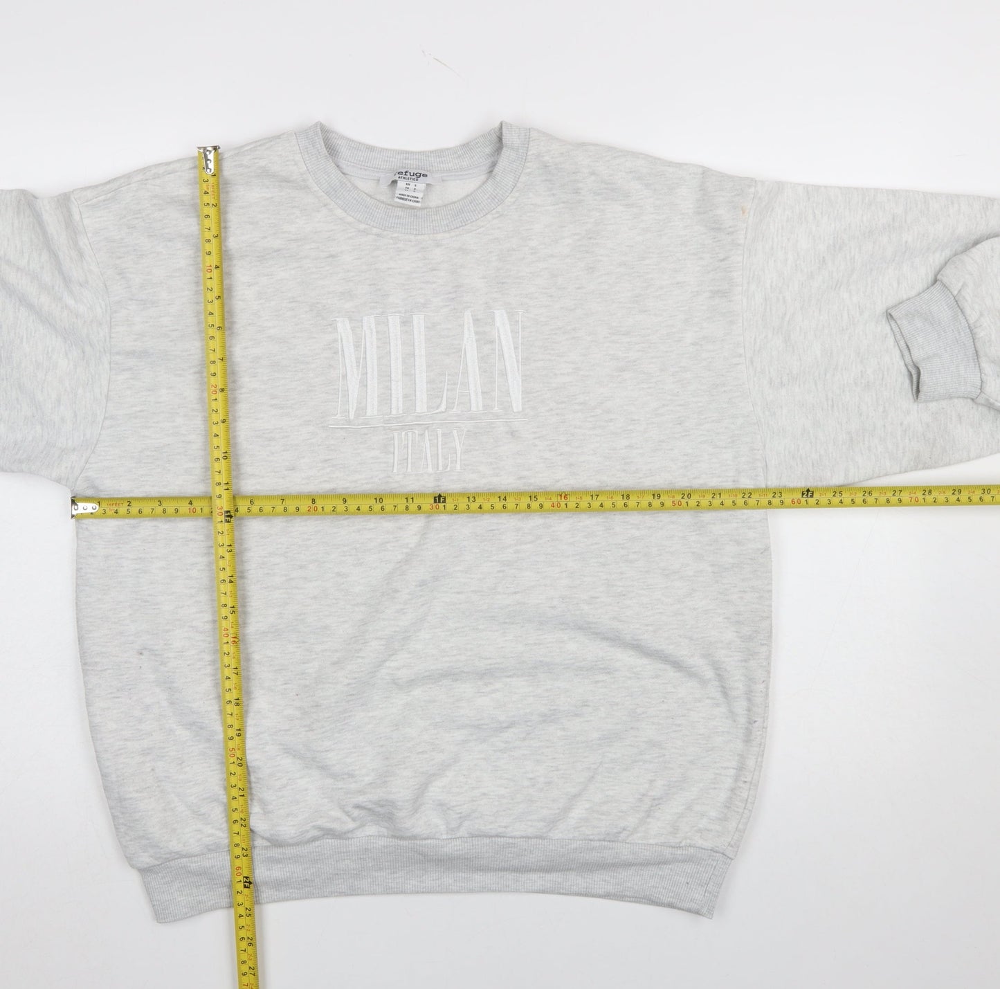 Refuge Athletics Women Grey Small Pullover Sweatshirt Milan Print