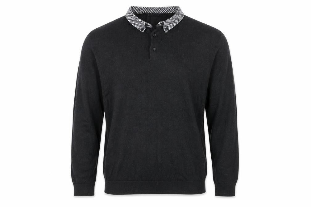 Dunnes Stores Men's Grey Collared Cotton Henley Jumper Size M