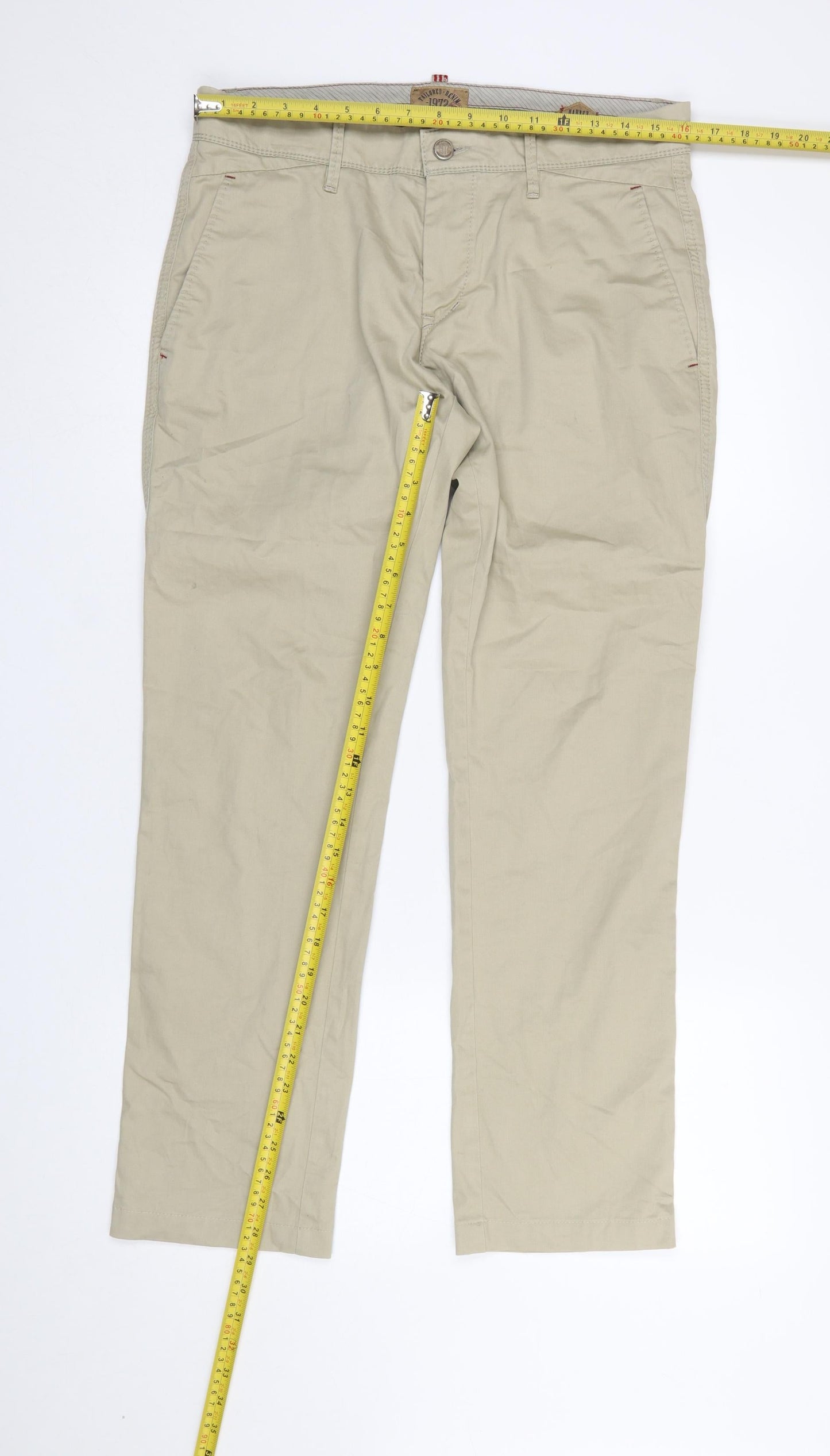 Tailored Denim 1972 Men's Beige Chino Trousers 32W 32L Regular Fit