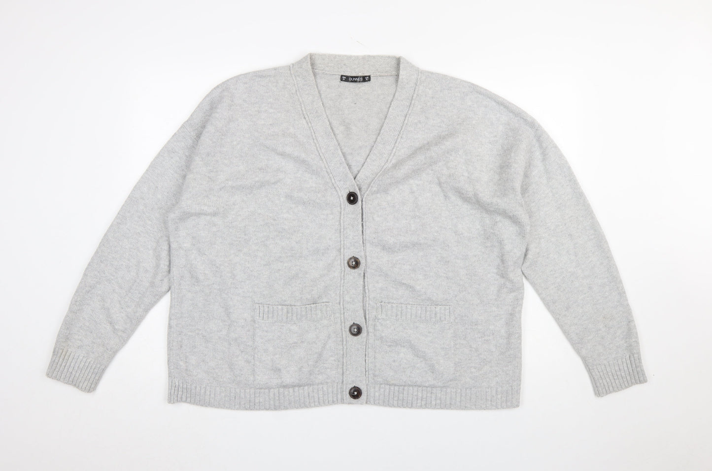 Dunnes Women’s Grey V-Neck Button-Up Cardigan Jumper XL