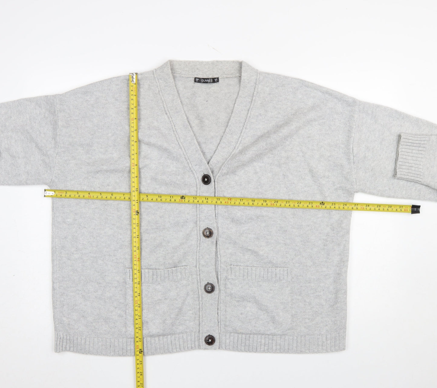 Dunnes Women’s Grey V-Neck Button-Up Cardigan Jumper XL