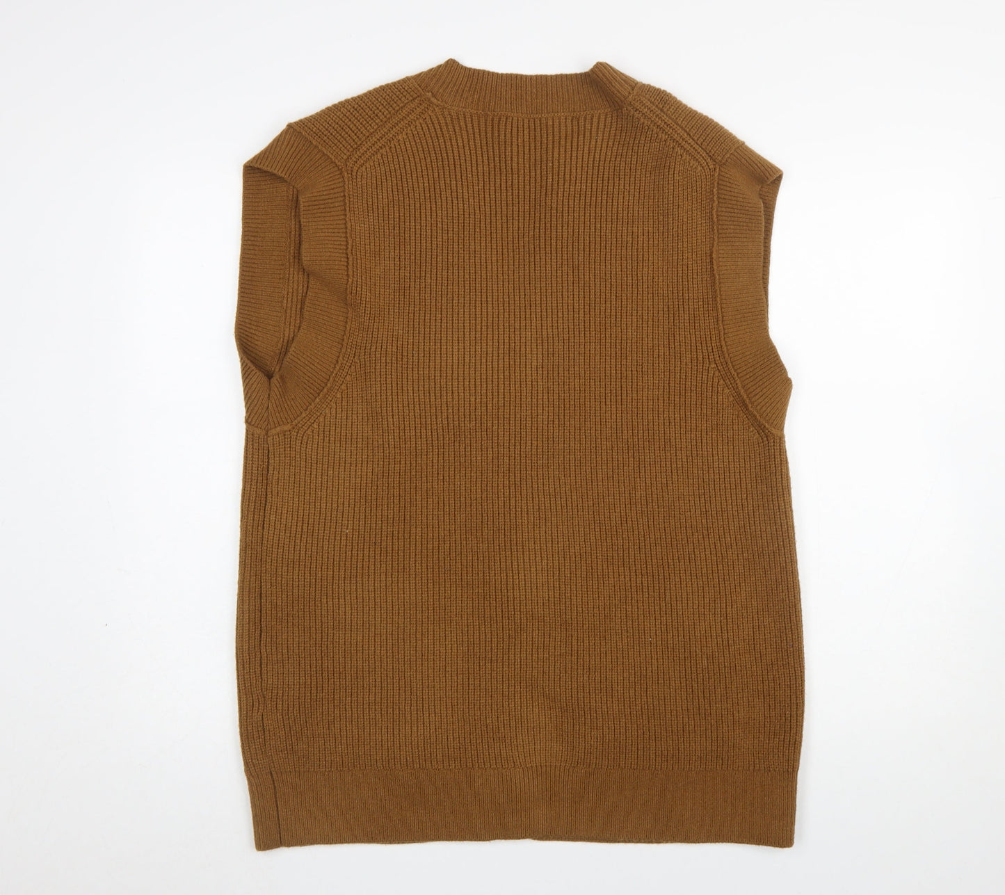 ZARA Womens Brown V-Neck Sleeveless Cardigan Size 12