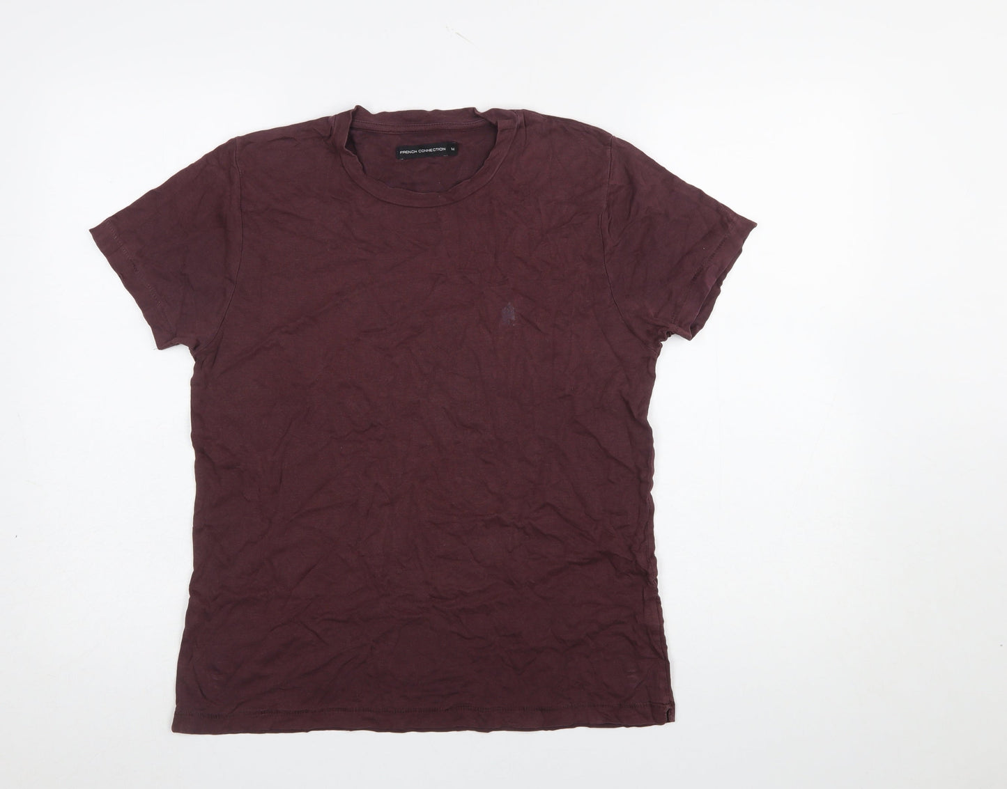 French Connection Men's Burgundy Cotton Crew Neck T-Shirt Size M