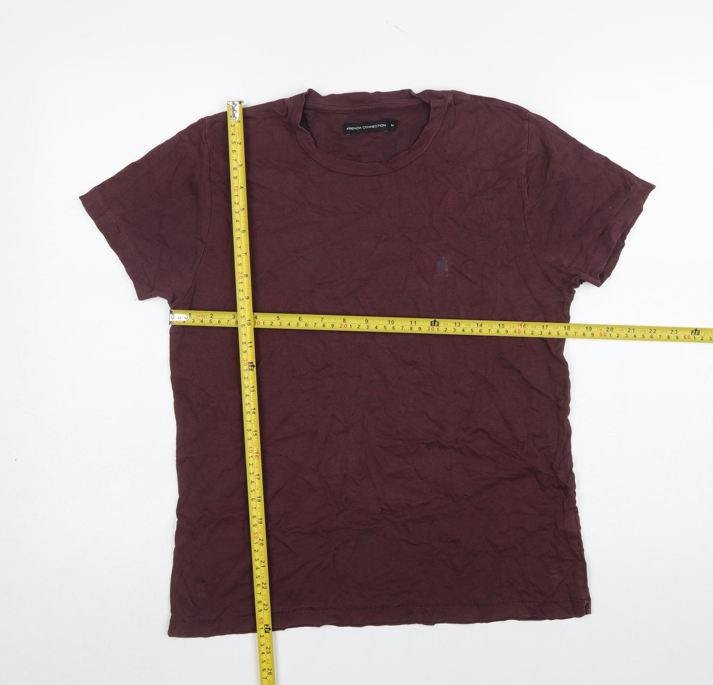 French Connection Men's Burgundy Cotton Crew Neck T-Shirt Size M