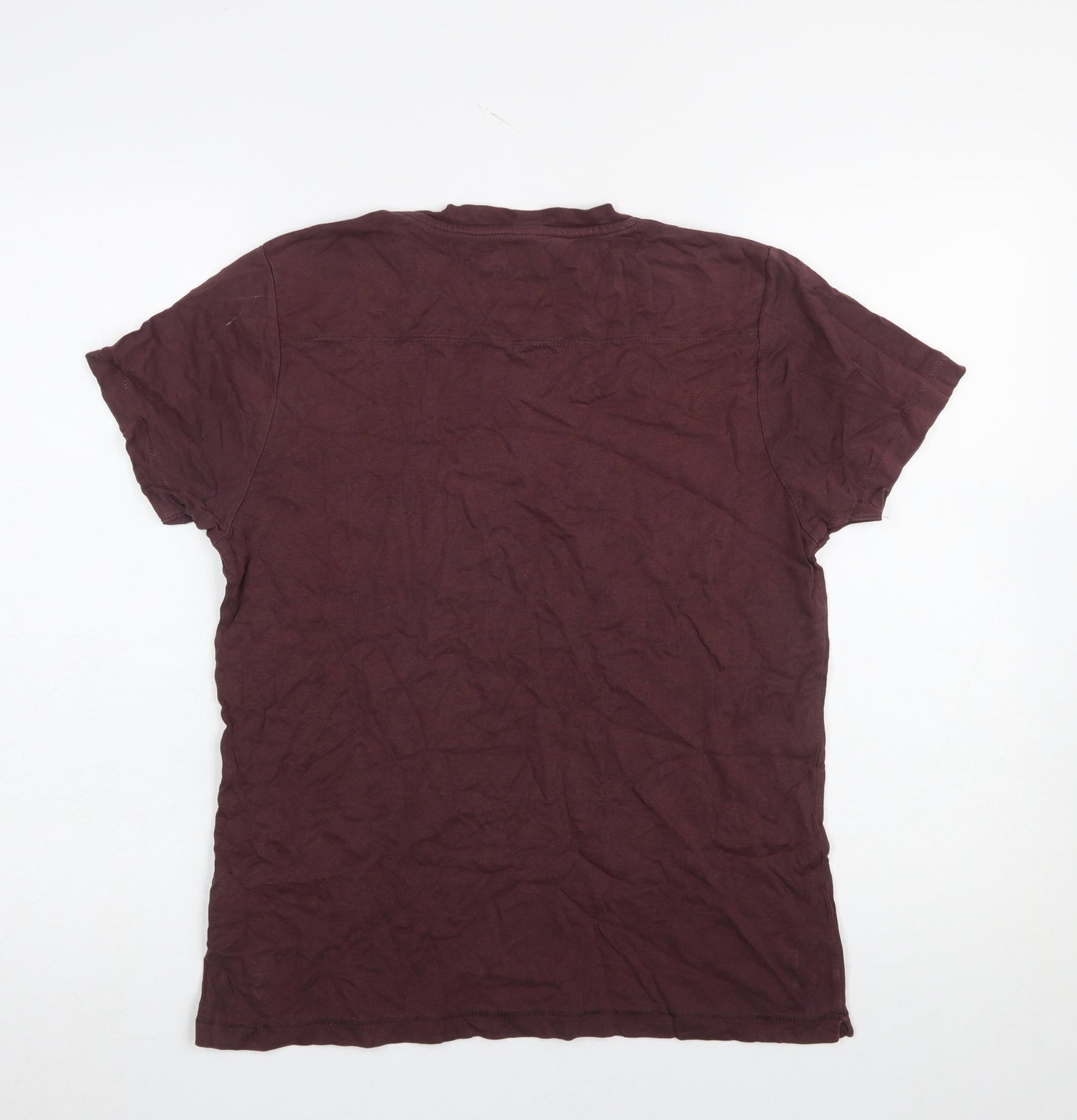 French Connection Men's Burgundy Cotton Crew Neck T-Shirt Size M