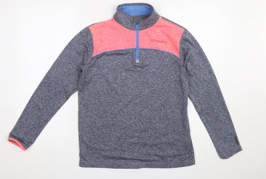 O’Neills Boys Blue & Coral 1/4 Zip Pullover Sweatshirt Age 13