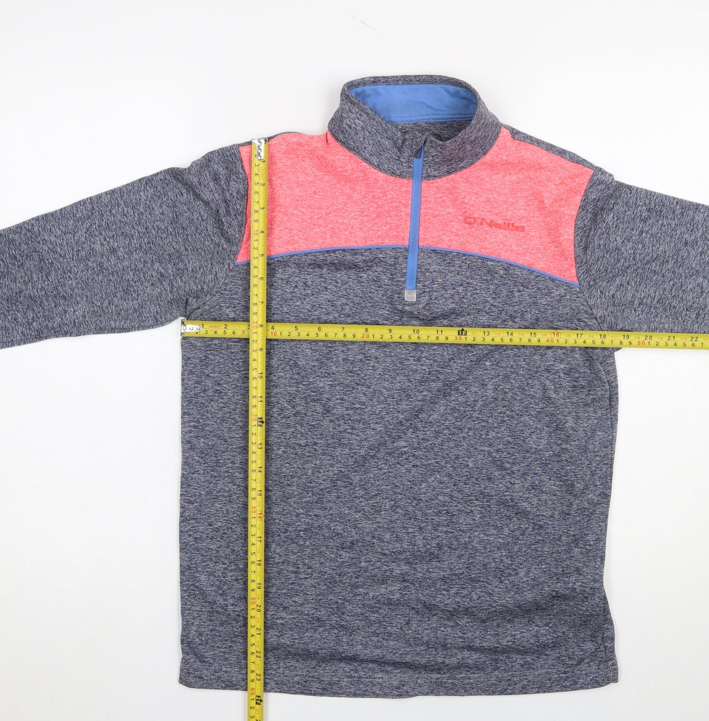 O’Neills Boys Blue & Coral 1/4 Zip Pullover Sweatshirt Age 13