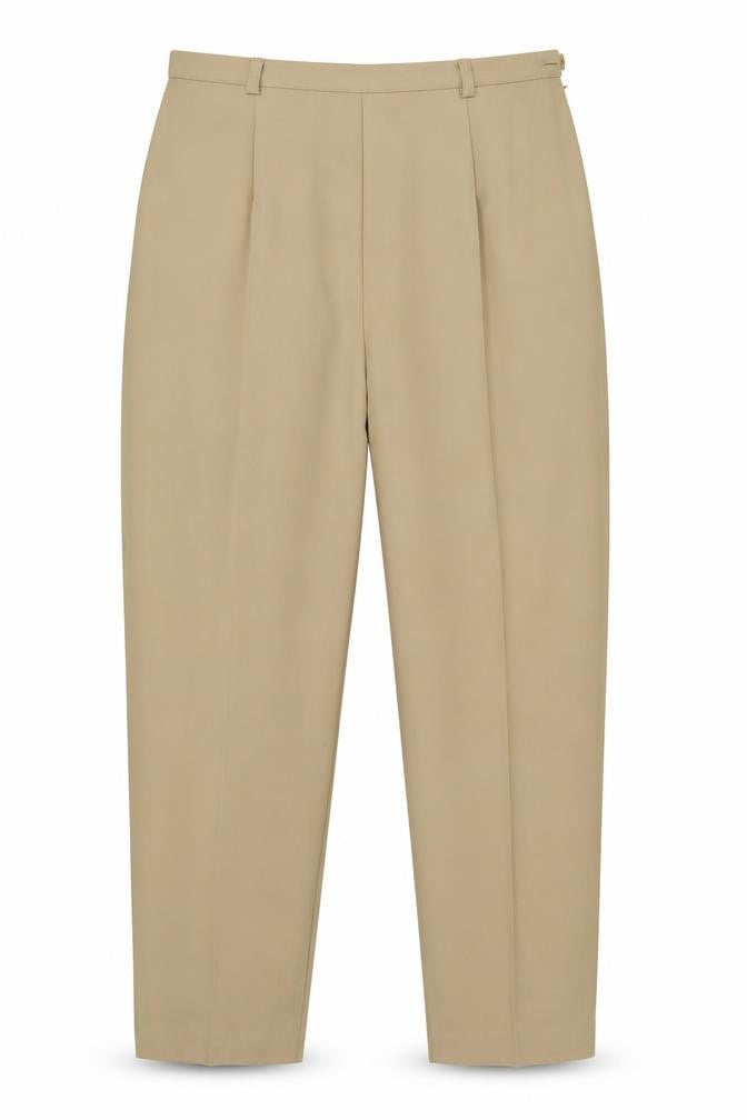 TAGG Women’s Beige Pleated Crepe Tapered Trousers Size 16