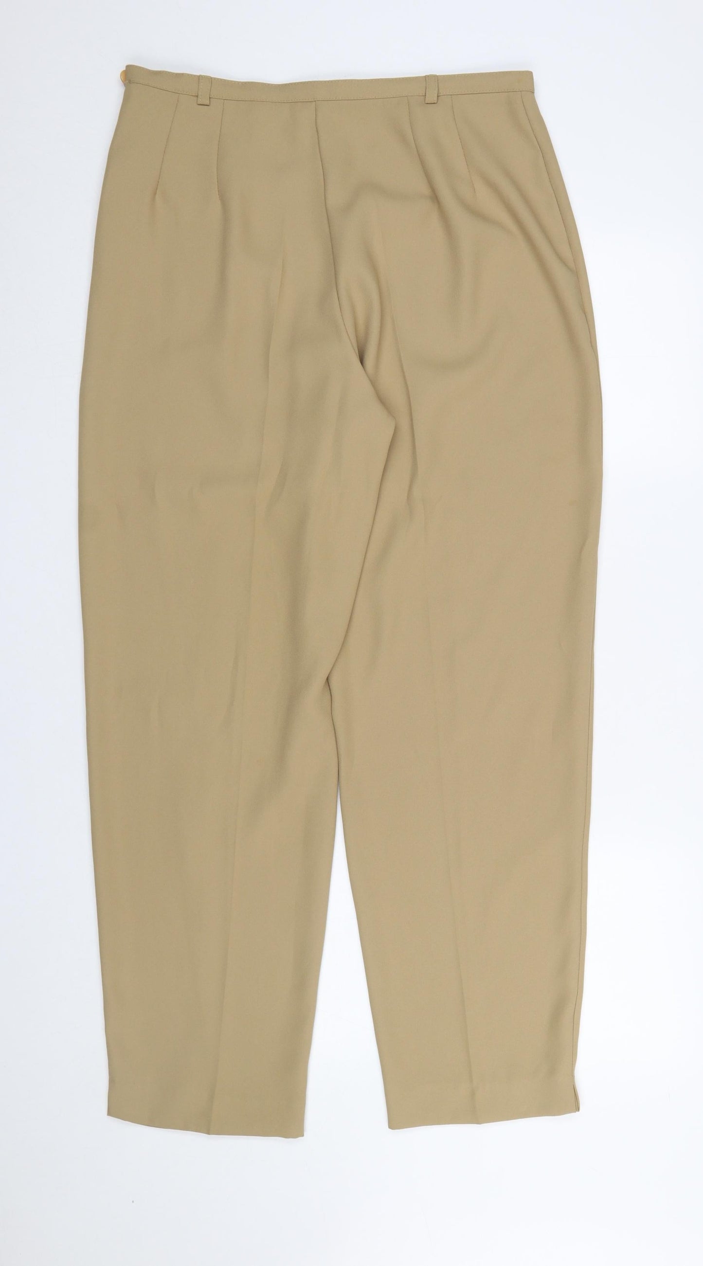 TAGG Women’s Beige Pleated Crepe Tapered Trousers Size 16