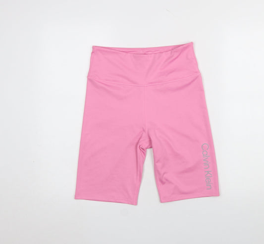 Calvin Klein Women’s Pink Biker Activewear Shorts M Slim Fit
