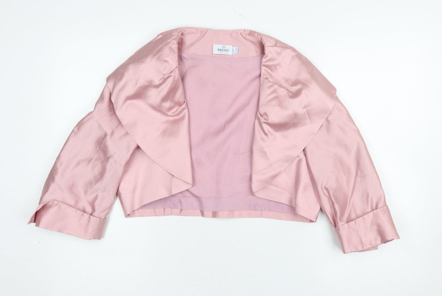 Presen Women Pink Size 16 Cropped Satin Shawl Blazer Jacket