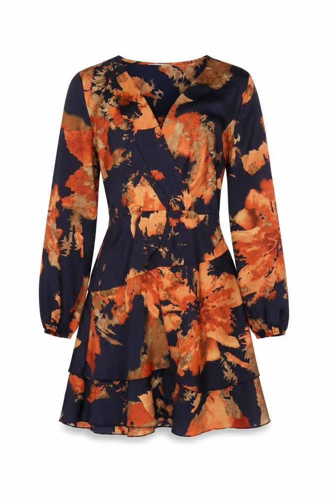 Quiz Women’s Multicoloured Floral Fit & Flare V-Neck Short Dress UK 8