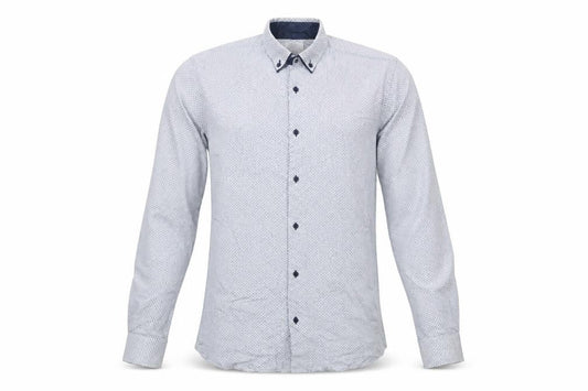 Next Men's Blue Patterned Button-Up Long Sleeve Cotton Shirt Medium