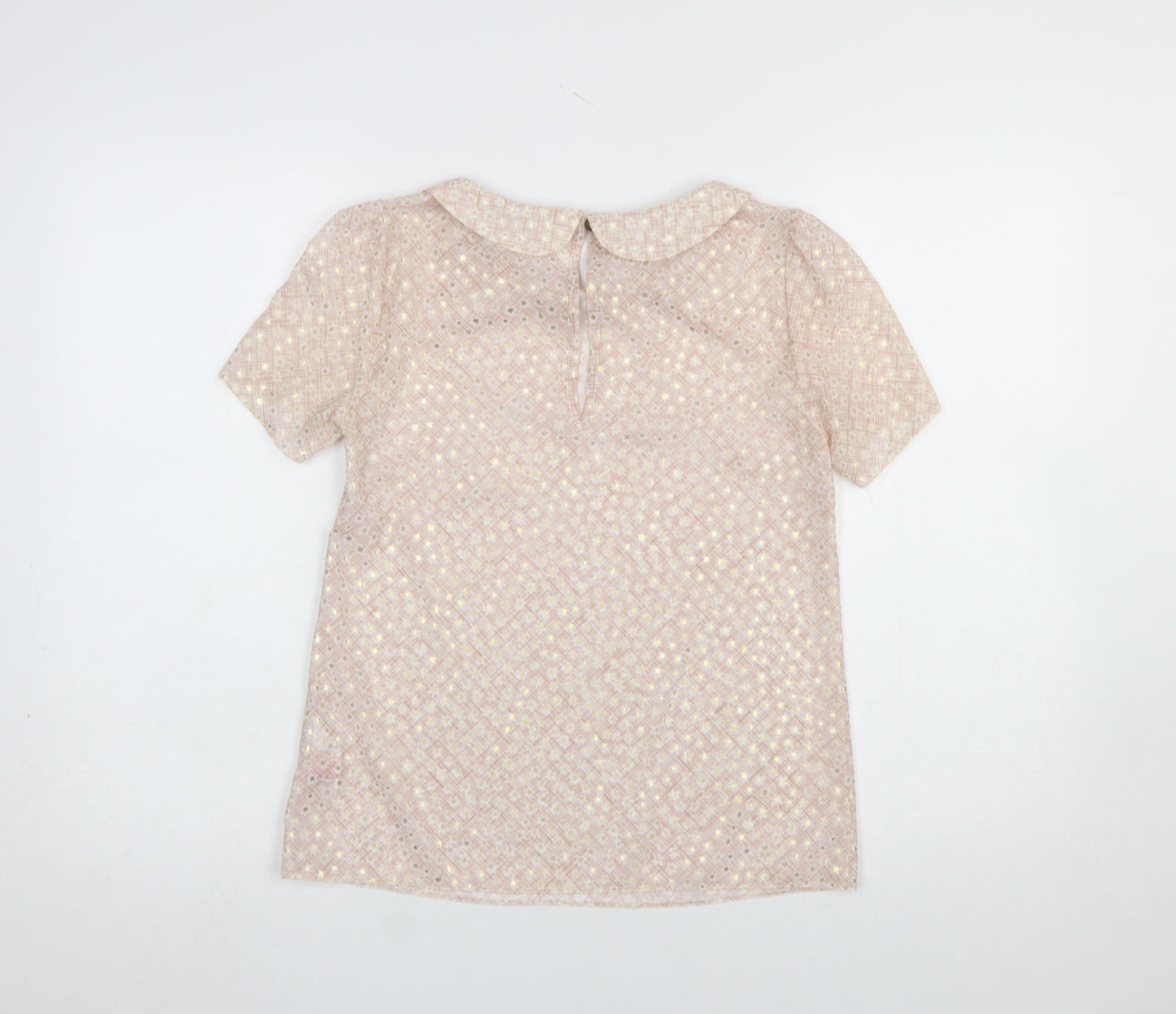 Miss Selfridge Women Pink Short Sleeve Collared Lace Blouse UK 6