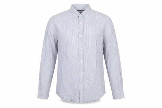 Dunnes Men's Blue Striped Cotton Button-Up Shirt M Regular Fit