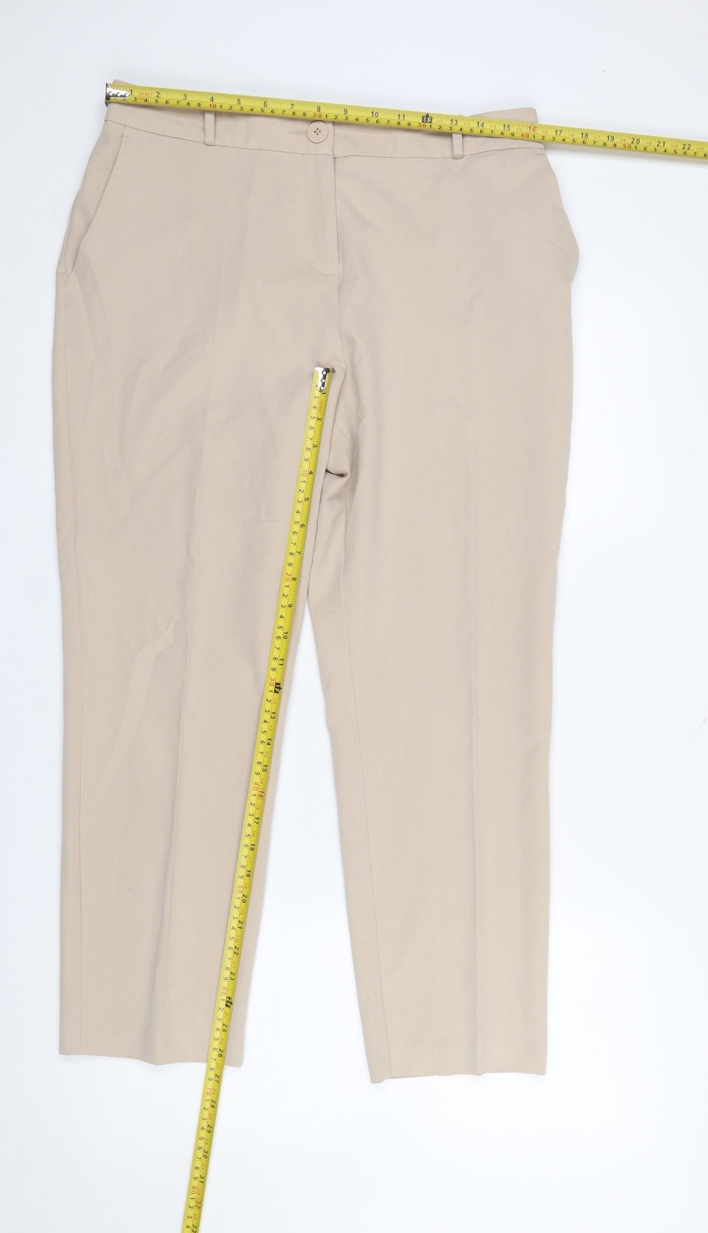 Dunnes Womens Beige Chino Trousers Size 14 Regular Fit