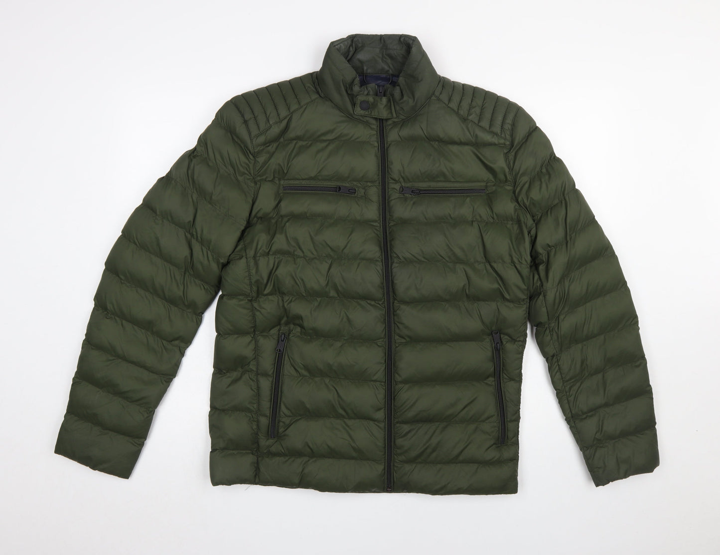 Lucky Brand Men's Green Puffer Jacket Size S Quilted Zip Up Winter Coat
