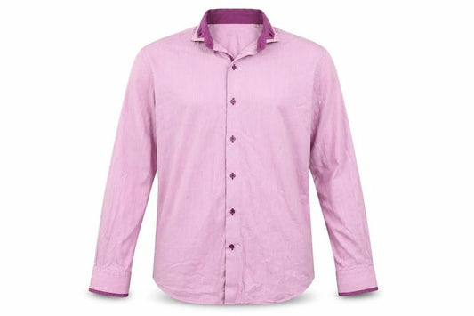 Remus Uomo Men’s Pink Striped Slim Fit Cotton Long Sleeve Formal Shirt L 17”