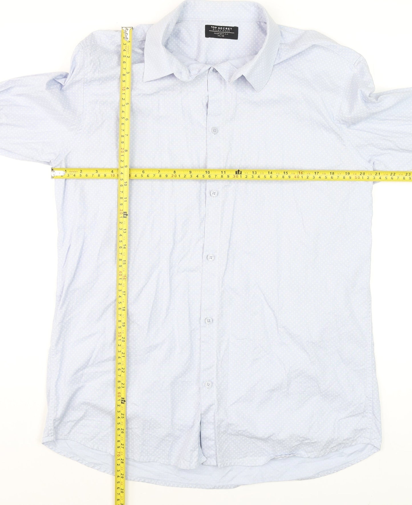 Top Secret Men's Blue Cotton Long Sleeve Dress Shirt XL 44/45