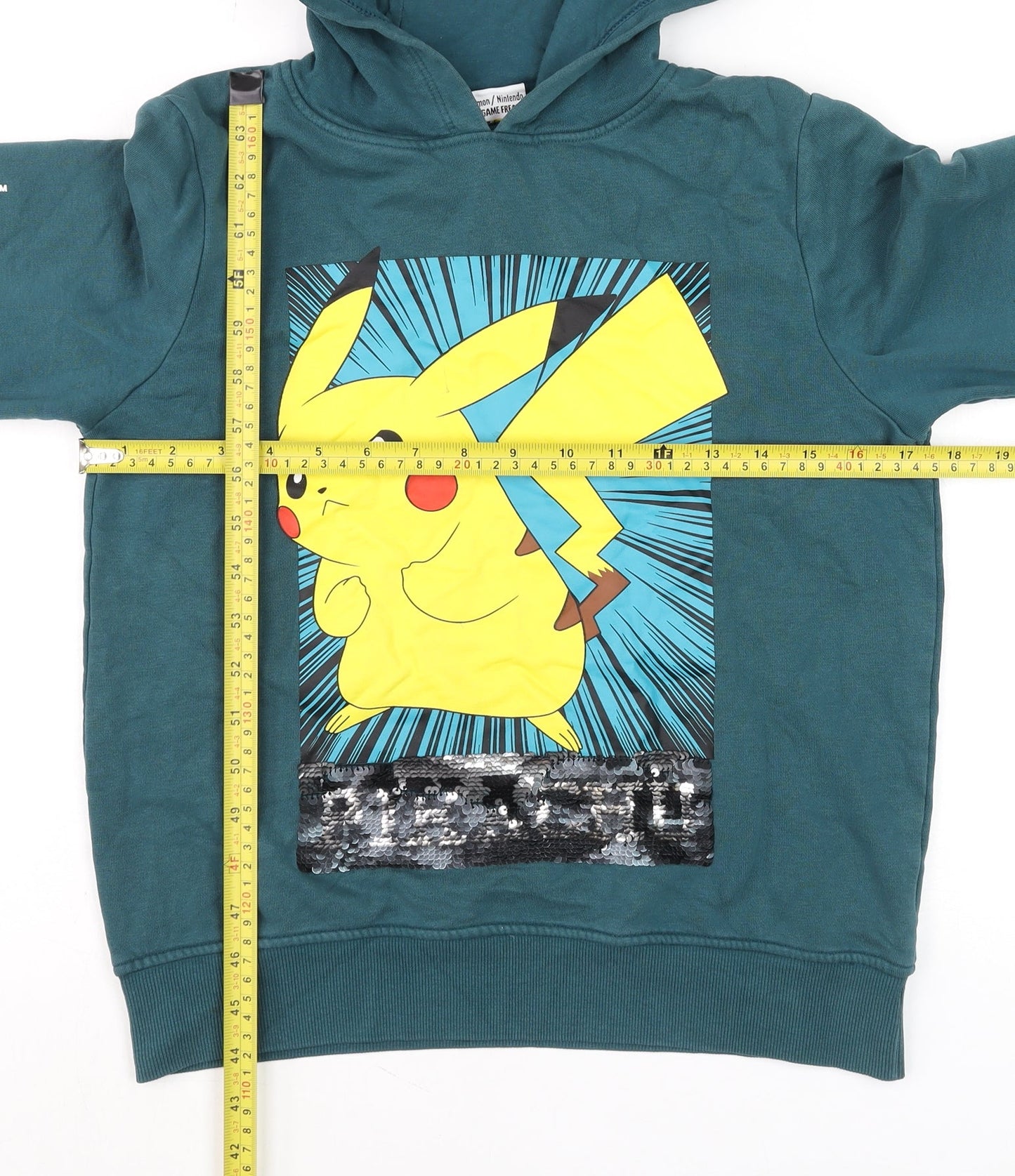 Next Boys Blue Pokémon Pikachu Sequin Pullover Hoodie 11 Years