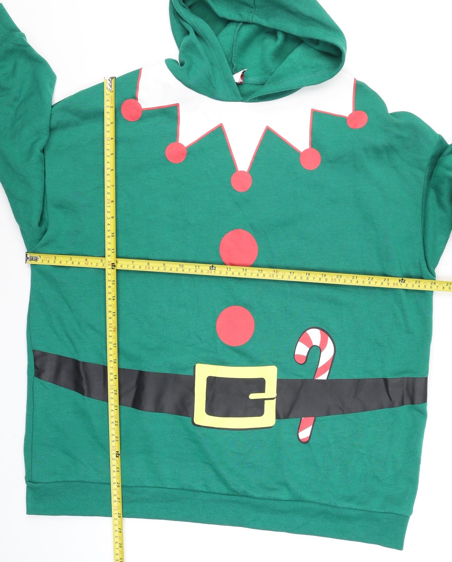 George Men's Green XL Christmas Elf Hooded T-Shirt