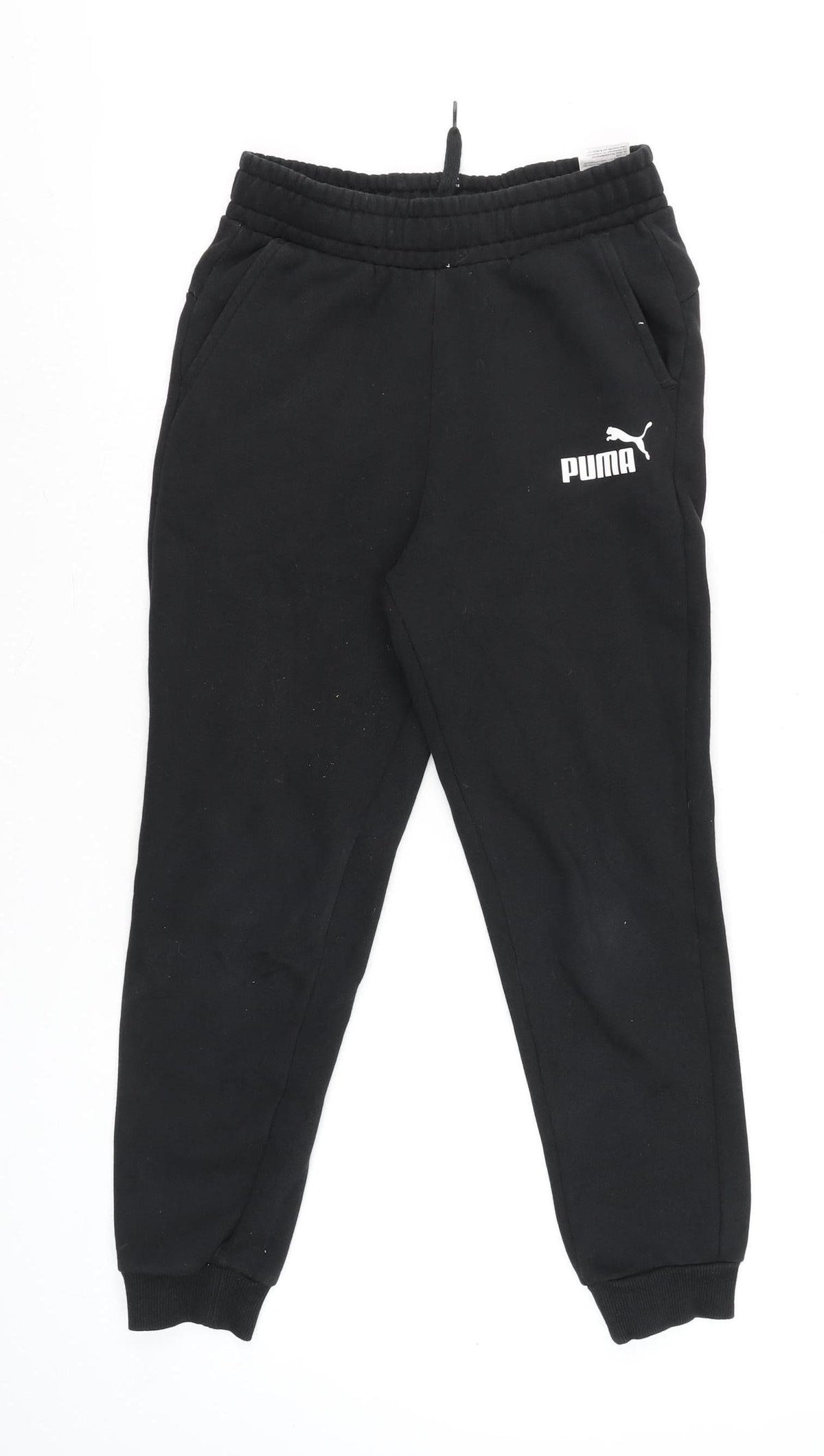 Puma Boys Black 11-12 Years Jogger Sweatpants Elastic Waist Tapered Fit