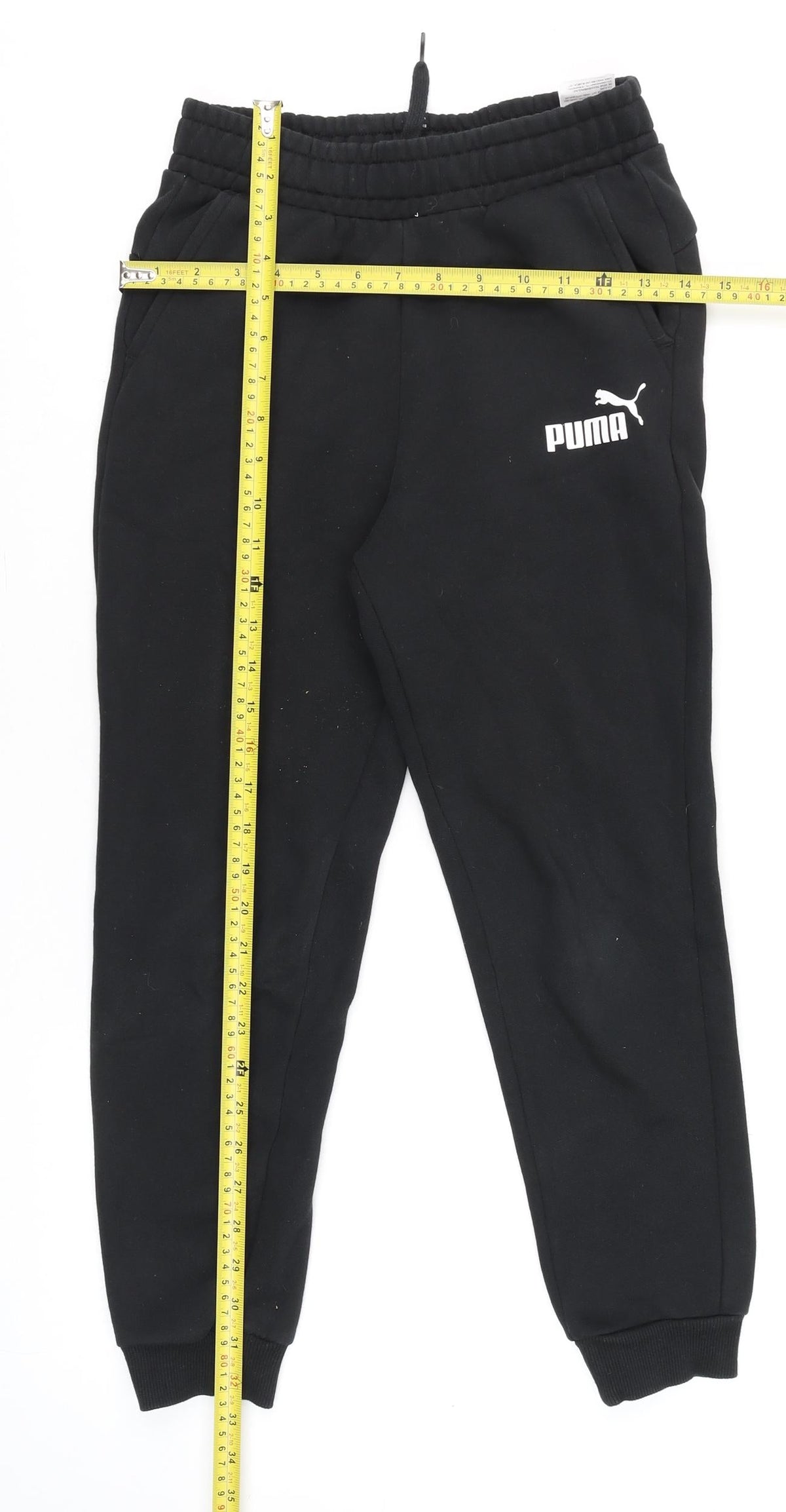 Puma Boys Black 11-12 Years Jogger Sweatpants Elastic Waist Tapered Fit