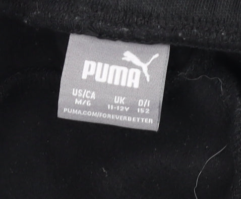 Puma Boys Black 11-12 Years Jogger Sweatpants Elastic Waist Tapered Fit