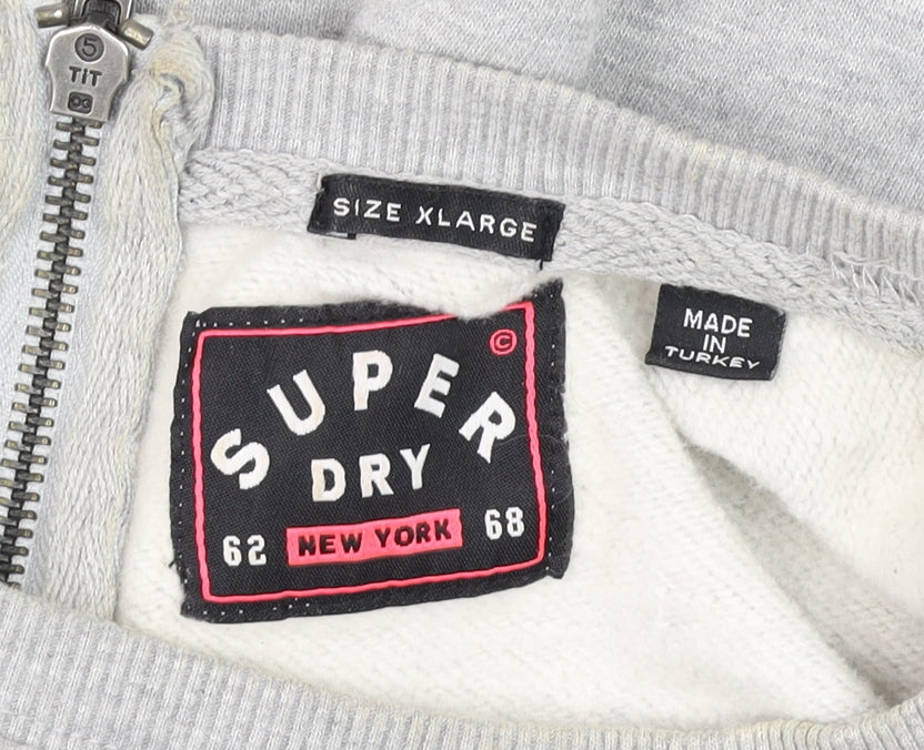 Superdry Women Grey XL Pullover Sweatshirt with Logo Detail