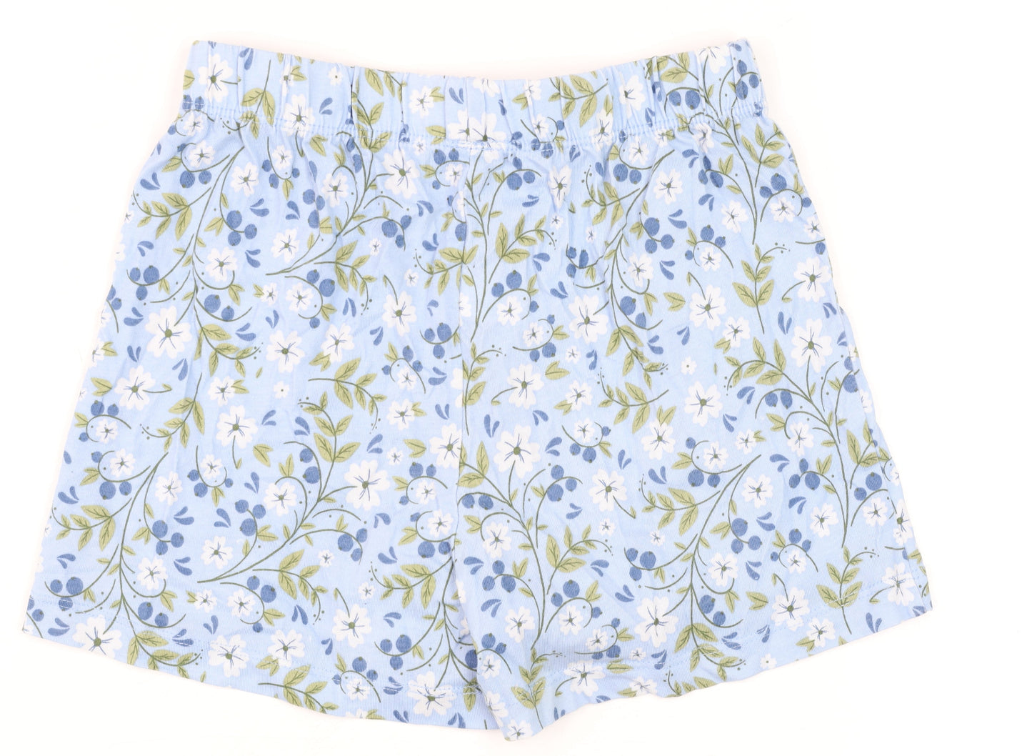 Dunnes Stores Girls Blue Floral Cotton Elastic Waist Shorts Age 6