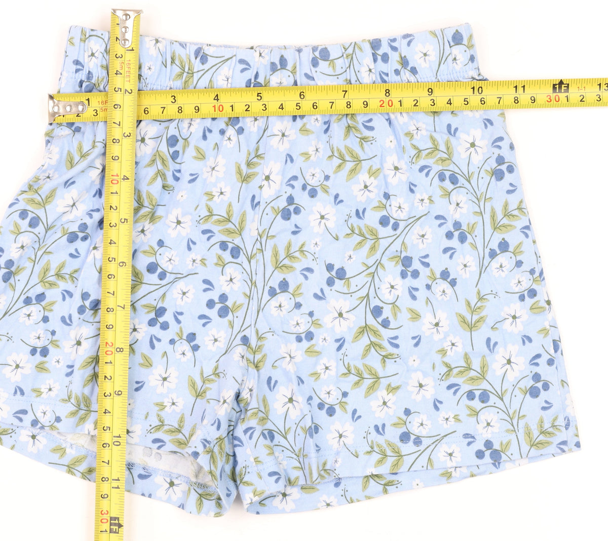 Dunnes Stores Girls Blue Floral Cotton Elastic Waist Shorts Age 6