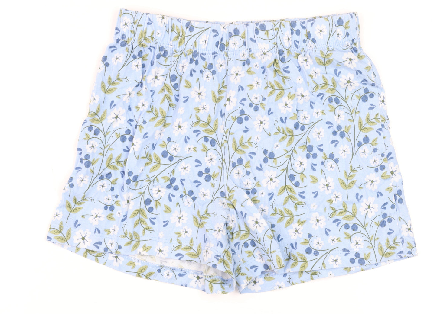 Dunnes Stores Girls Blue Floral Cotton Elastic Waist Shorts Age 6