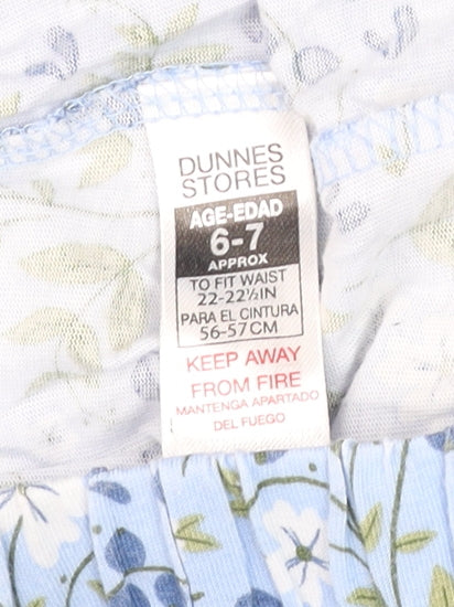 Dunnes Stores Girls Blue Floral Cotton Elastic Waist Shorts Age 6
