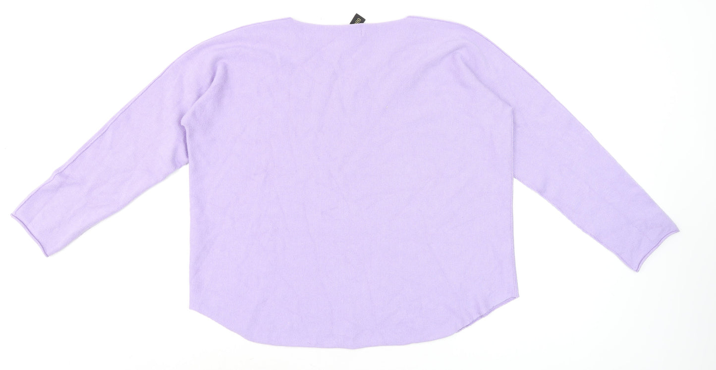 Pala D’Oro Women’s Purple V-Neck Long Sleeve Pullover Jumper L/XL