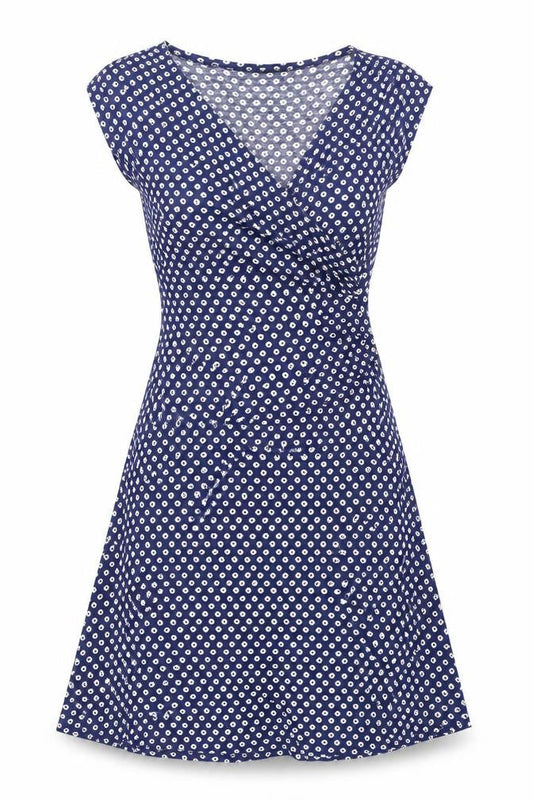 La Fée Maraboutée Women Blue Floral Wrap Dress Size 8 Summer