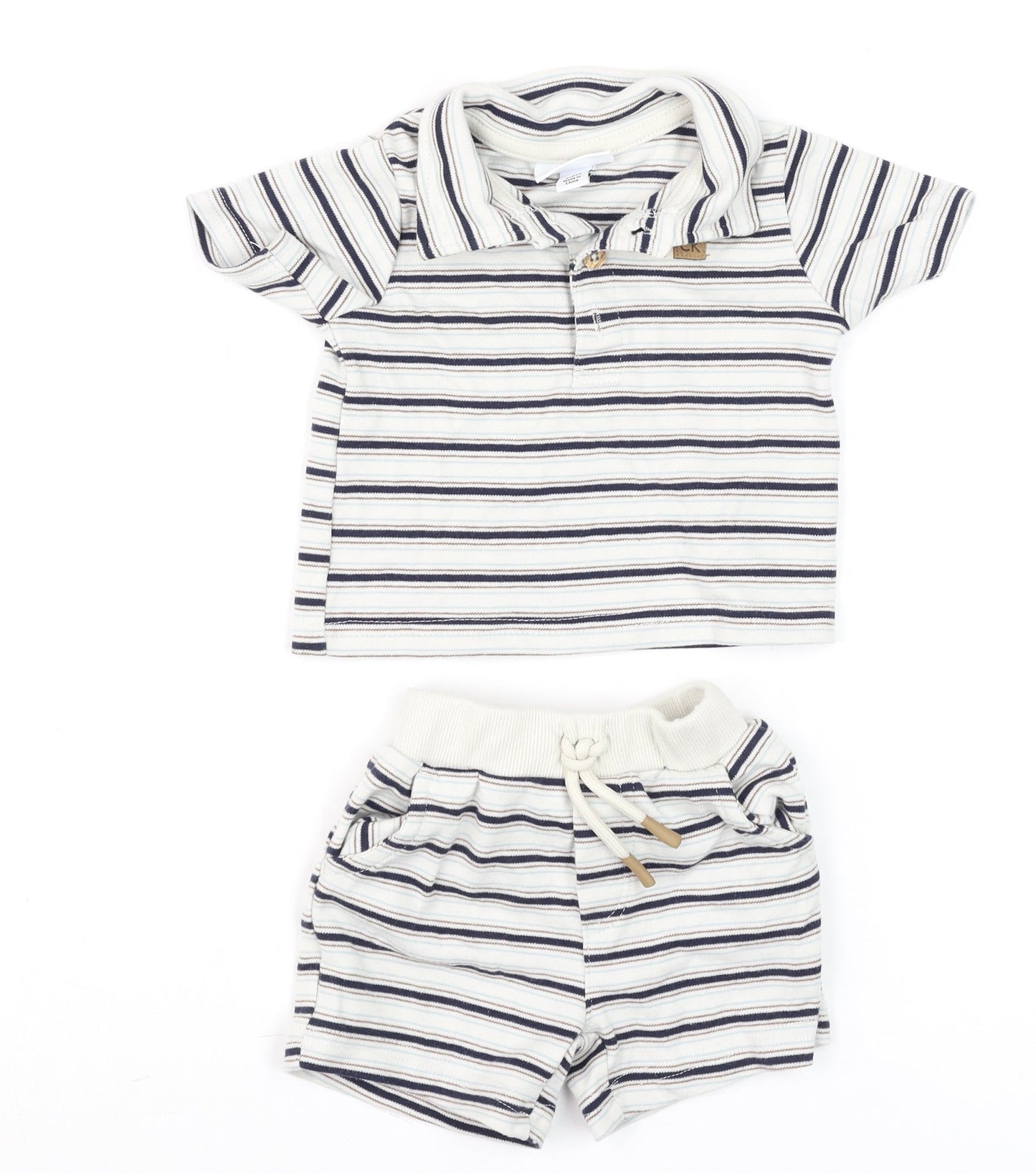 Calvin Klein Unisex Baby Multicoloured 3-6M Striped Jersey Shorts Set
