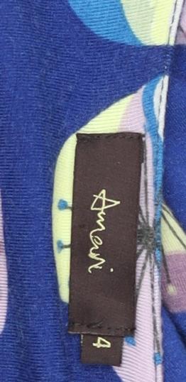 Amani Women’s Blue Geometric Short Sleeve Bodycon Dress Size 4